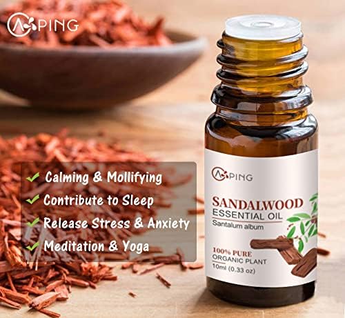 Sandalwood & Clary Sage Essential Oils for Aroma and Spa - 100% Pure Organic Natural Plant Oils, 2x10ML Sandalwood & C