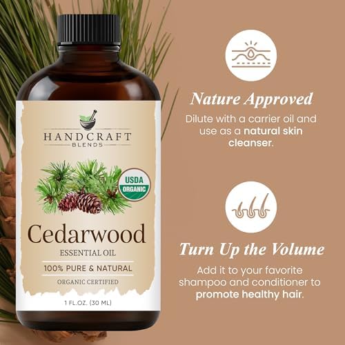 Handcraft Blends Organic Cedarwood Essential Oil - Premium Grade for Diffuser and Aromatherapy - USDA Organic - 1 Fl Oz