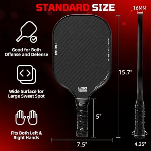 BAGAIL USAPA Approved Pickleball Paddles Set for Traction and Stability | Lightweight BAGAIL Pickleball Rackets with 4