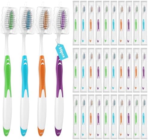 100 Bulk Medium Soft Toothbrushes Pack with Covers for Adults & Kids | Individually Wrapped Disposal Toothbrushes for T