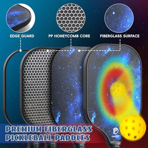DULCE DOM USAPA Approved Fiberglass/Carbon Fiber Pickleball Paddles Set of 4 for Training | DULCE DOM 4 Indoor Outdoor