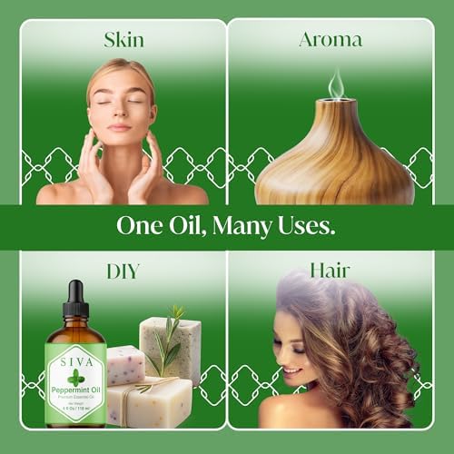 Siva Rosemary Essential Oil - 100% Natural Rosemary Oil – for Skin Care, Hair Care, Aromatherapy - 4 Fl Oz with Dropper