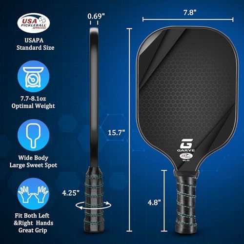 GaryE Carbon Fiber Pickleball Paddles for Adults and Teenagers | GaryE Lightweight USAPA Approved Pickleball Rackets Se
