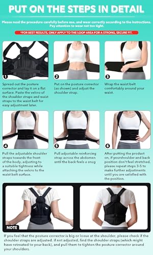 Upper/Lower Back Posture Corrector for Women and Men: Pain Relief and Comfortable Support Medium Black Posture Corrector
