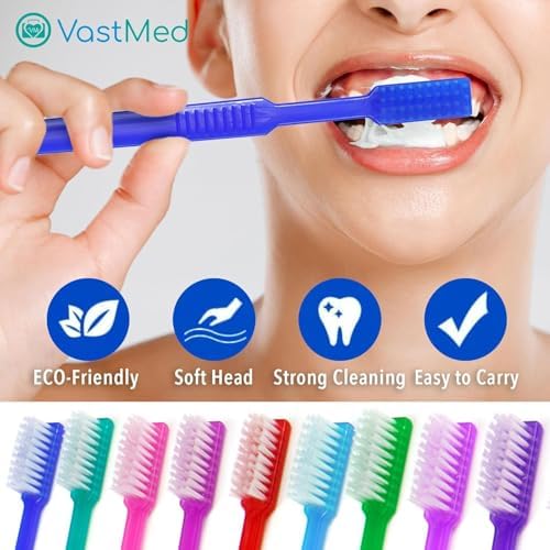 Single Use Waterless Tooth Brush 100 Pcs Individually Wrapped Pre-Pasted Toothbrushes for Hotel, Camping, and Homeless