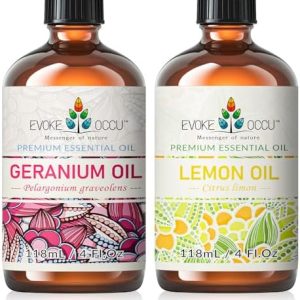 Evoke Occu Geranium and Lemon Essential Oil - Stress Relief and Skin Benefits - 4 Fl Oz