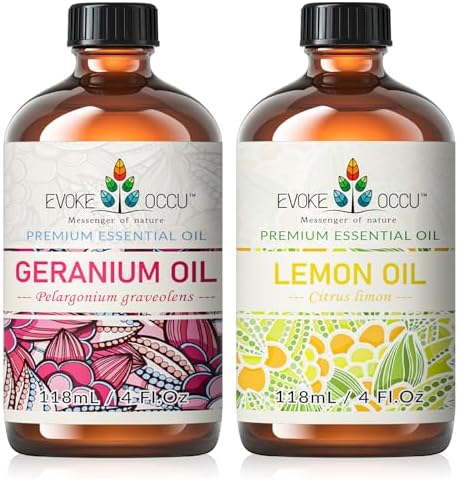 Evoke Occu Geranium and Lemon Essential Oil - Stress Relief and Skin Benefits - 4 Fl Oz
