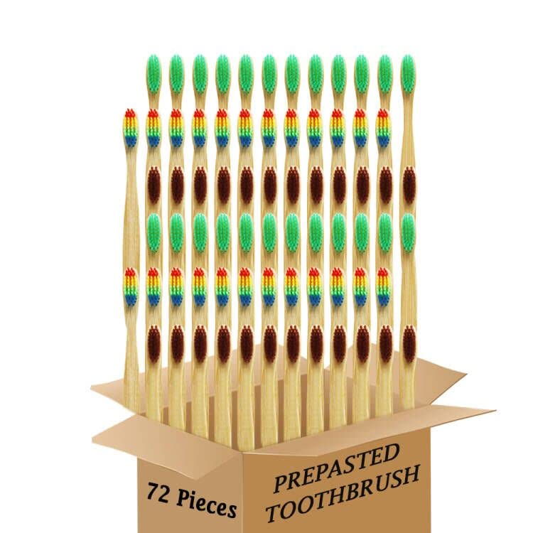 Bamboo Disposable Toothbrush Prepasted Soft Bristles for Travel | Bamboo Toothbrush Prepasted Disposables Oral Hygiene