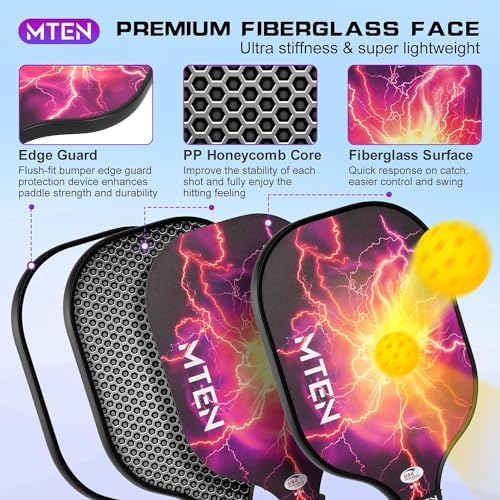 USAPA Approved Fiberglass Surface Pickleball Set for Men and Women Global Recycled Standard