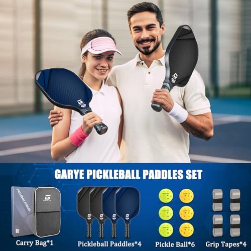 GaryE Carbon Fiber Pickleball Paddles for Adults and Teenagers | GaryE Lightweight USAPA Approved Pickleball Rackets Se