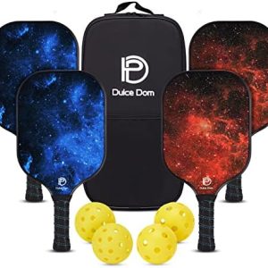 DULCE DOM USAPA Approved Fiberglass/Carbon Fiber Pickleball Paddles Set of 4 for Training | DULCE DOM 4 Indoor Outdoor