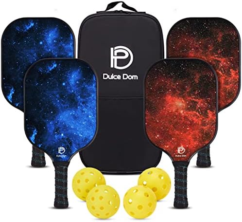 DULCE DOM USAPA Approved Fiberglass/Carbon Fiber Pickleball Paddles Set of 4 for Training | DULCE DOM 4 Indoor Outdoor