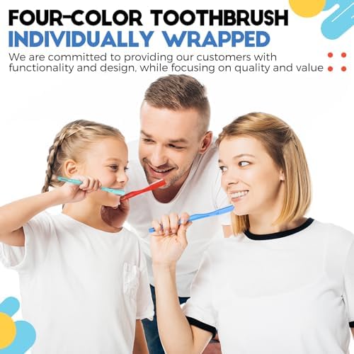 CHENGU 200 Pack Individually Wrapped Disposable Toothbrush for Adults Travel Hotels Donation(White) CHENGU Soft Bristl
