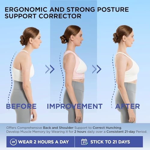 Vicorrect Upper Back Pain Relief Posture Corrector for Women and Men: Adjustable Brace Straps (Pink, S/M) Vicorrect Sh