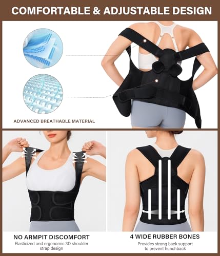 URSEXYLY Back Brace Posture Corrector for Adults, Breathable Shoulder Brace, Upper and Lower Back Pain Relief, Adjustabl