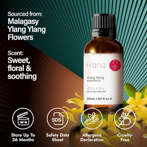 H'ana Sandalwood Essential Oil - 1.02 Fl Oz - for Hair and Skin, Aromatherapy, DIY Soap Making - ClimatePartner Certifie