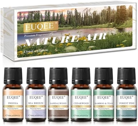 EUQEE Woody Essential Oils Set for Aromatherapy - Pure & Natural Oils - Eucalyptus, Cedarwood, Sandalwood, Frankincense,