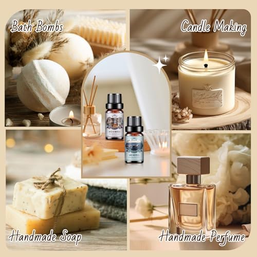 Woody Essential Oils Set for Candle Making & Diffuser - 6x10ML Teakwood, Sandalwood, Cedarwood, Cypress, Forest Pine, F