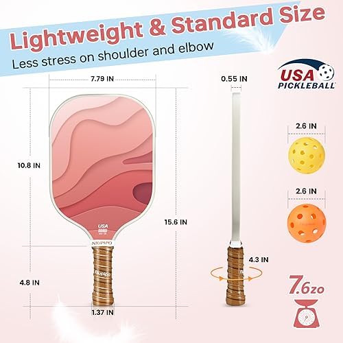 USAPA Approved Lightweight Pickleball Rackets for Casual Players | Durable Fiberglass Surface Picks with Polypropylene