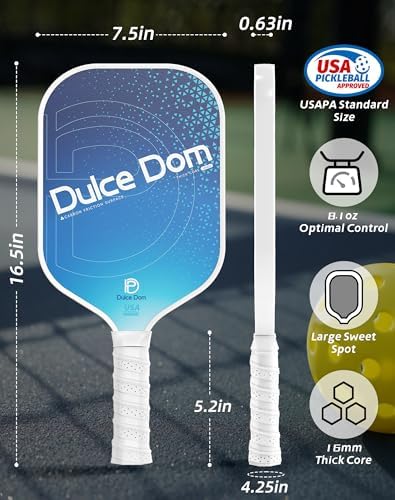 DULCE DOM USAPA Approved Fiberglass/Carbon Fiber Pickleball Paddles Set of 4 for Training | DULCE DOM 4 Indoor Outdoor