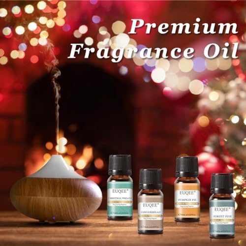 EUQEE Woody Essential Oils Set for Aromatherapy - Pure & Natural Oils - Eucalyptus, Cedarwood, Sandalwood, Frankincense,