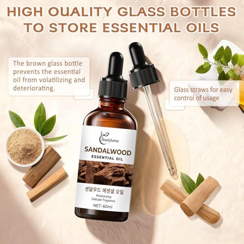 Sandalwood Essential Oil – 100% Pure & Natural Premium Grade Aromatherapy Oil – Warm Woody Scent for Meditation & Relaxa