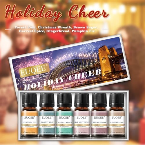 EUQEE Woody Essential Oils Set for Aromatherapy - Pure & Natural Oils - Eucalyptus, Cedarwood, Sandalwood, Frankincense,