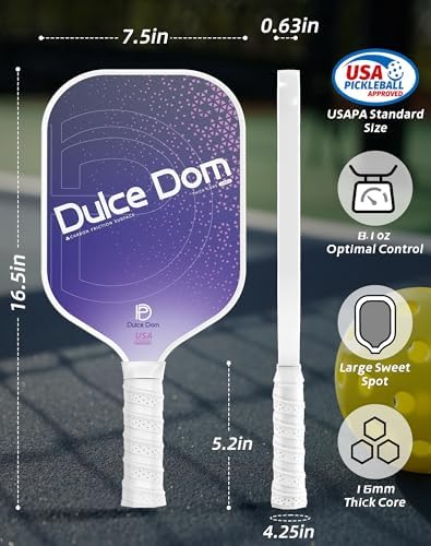 DULCE DOM USAPA Approved Fiberglass/Carbon Fiber Pickleball Paddles Set of 4 for Training | DULCE DOM 4 Indoor Outdoor