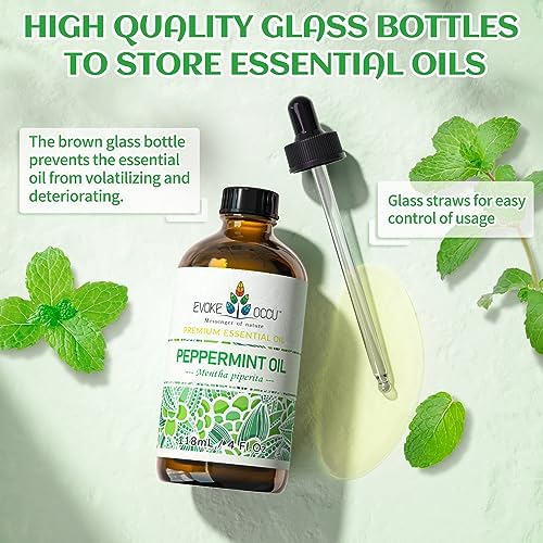 Evoke Occu Peppermint and Lemon Essential Oils - Refreshing and Hydrating for Home and Office - 4 Fl Oz