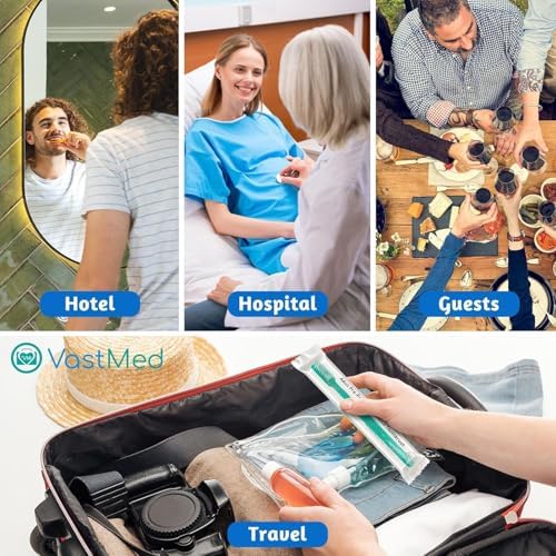 Single Use Waterless Tooth Brush 100 Pcs Individually Wrapped Pre-Pasted Toothbrushes for Hotel, Camping, and Homeless