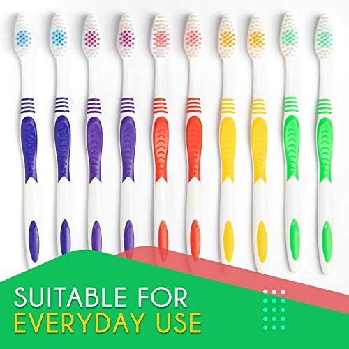 Bulk Toothbrushes 50 Pack for Adults & Kids | Made with a Medium-Soft Large Brush Head | BPA-Free & Disposable Bulk To