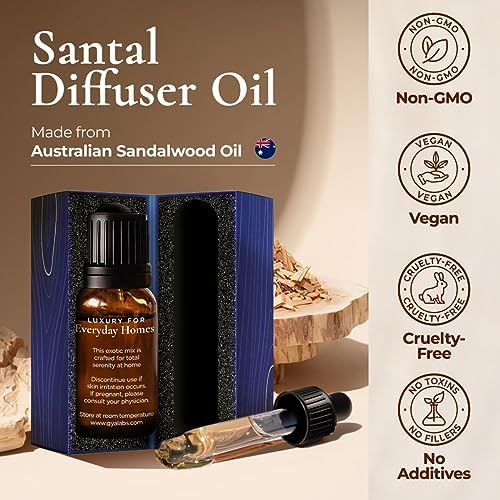 Gya Labs Santal Diffuser Essential Oil Blend - 100% Pure Natural Aromatherapy Sandalwood Essential Oils for Home, Car &