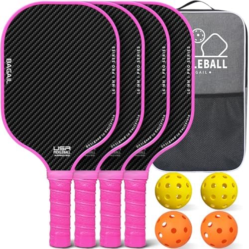 BAGAIL USAPA Approved Pickleball Paddles Set for Traction and Stability | Lightweight BAGAIL Pickleball Rackets with 4