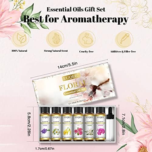 EUQEE Woody Essential Oils Set for Aromatherapy - Pure & Natural Oils - Eucalyptus, Cedarwood, Sandalwood, Frankincense,