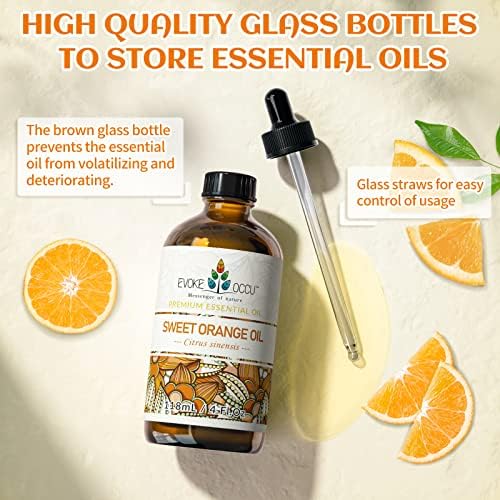 Evoke Occu Geranium and Sweet Orange Essential Oils for Stress Relief and Fresh Aroma - Perfect for Daily Use - 4 Fl Oz