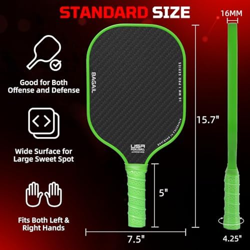 BAGAIL USAPA Approved Pickleball Paddles Set for Traction and Stability | Lightweight BAGAIL Pickleball Rackets with 4