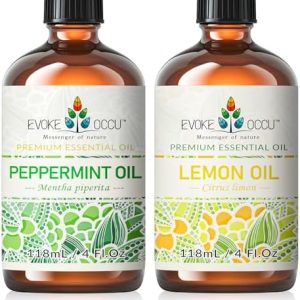 Evoke Occu Peppermint and Lemon Essential Oils - Refreshing and Hydrating for Home and Office - 4 Fl Oz