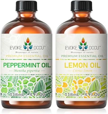 Evoke Occu Peppermint and Lemon Essential Oils - Refreshing and Hydrating for Home and Office - 4 Fl Oz