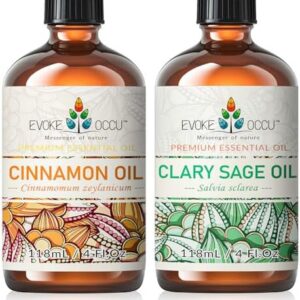 Evoke Occu Cinnamon Essential Oil and Clary Sage Essential Oil for Stress Relief - Perfect for Busy Professionals - Offi