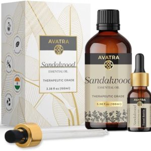 Avatra Sandalwood Essential Oil for Diffuser, Aromatherapy, and Massage | Pure and Natural Therapeutic Grade Sandalwood