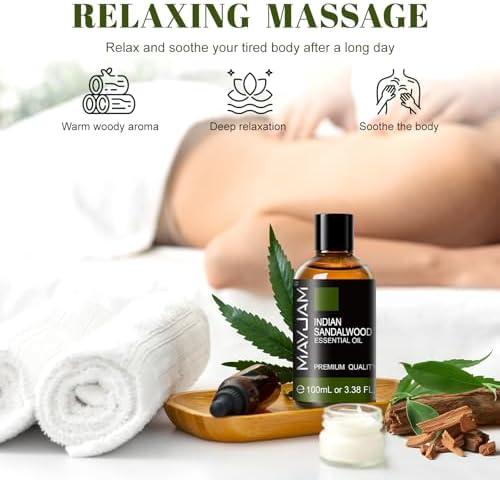 MAYJAM Indian Sandalwood Essential Oils for Skin Care and Hair Care - 100ml MAYJAM Indian Sandalwood Essential Oils fo