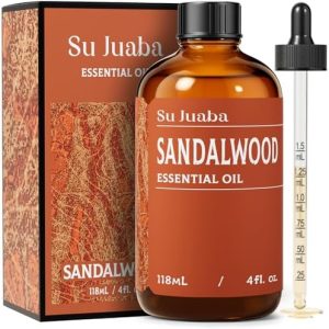 Sujuaba Sandalwood Oil for Diffuser and Skincare 4 Fl Oz - 100% Natural Aromatherapy Oil - Perfect for Relaxation and DI