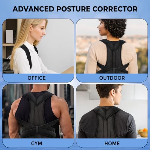 Posture Corrector with Weighted Vest for Women and Men - Full Back Support Shoulder Brace - Adjustable and Breathable De