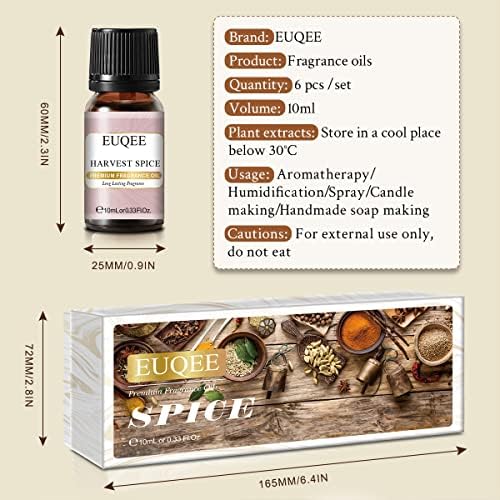 EUQEE Woody Essential Oils Set for Aromatherapy - Pure & Natural Oils - Eucalyptus, Cedarwood, Sandalwood, Frankincense,