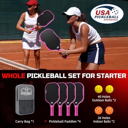 BAGAIL USAPA Approved Pickleball Paddles Set for Traction and Stability | Lightweight BAGAIL Pickleball Rackets with 4