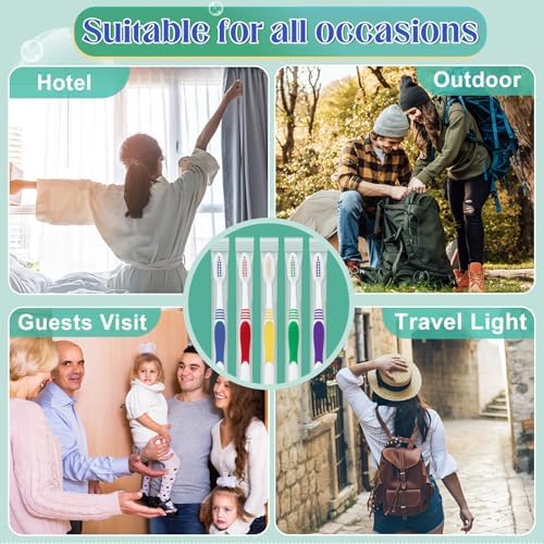 Bulk Disposable Travel Toothbrushes Pack - Soft Bristle Good Cleaning for Kids, Adult & Elderly | 50 Pcs Individually W