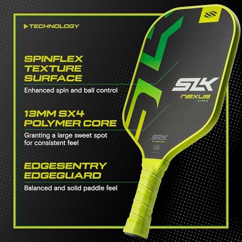 SLK Latitude & Nexus Pickleball Paddles: Graphite Face with SpinFlex Surface for Control and Power | REV-Core+ / SX4 Pol