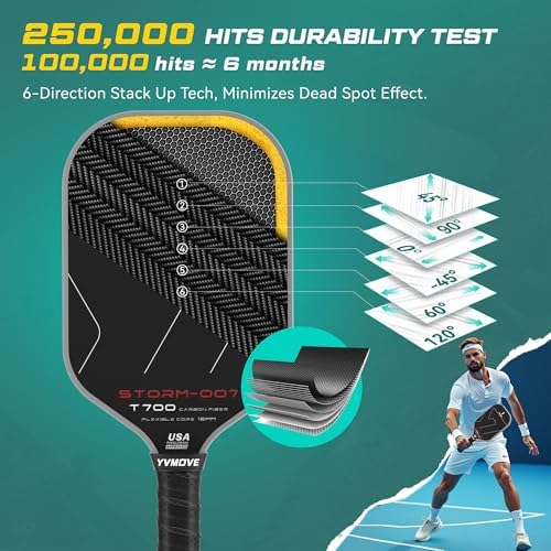 T700 Raw Carbon Fiber Pickleball Paddle for Ultimate Spin & Consistency USAPA ApprovedPremium Pickle Ball Racket with 16