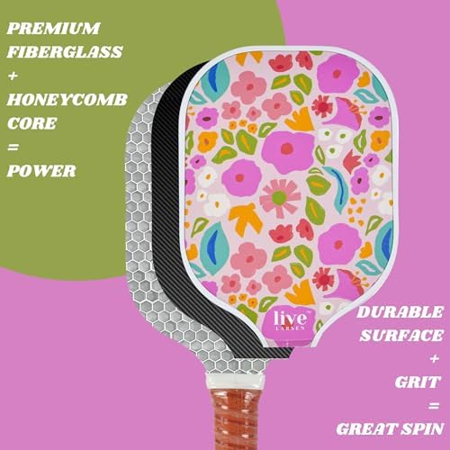 Premium Pickleball Paddle Racket - Durable Fiberglass - Honeycomb Core - Women - Match Play & Practice - Awesome Pop & S
