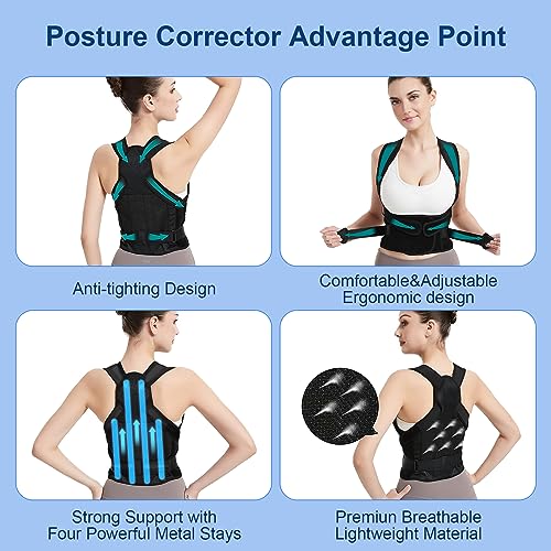 Women and Men Posture Corrector, Adjustable Full Back Support for Upper and Lower Back Pain Relief, Shoulder Straighten